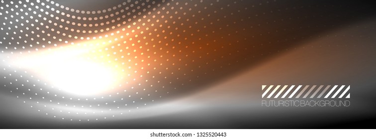 Brillante ola abstracta en movimiento oscuro y brillante, Navidad y Año Nuevo mágico luz espacial. Fondo abstracto Vector Techno