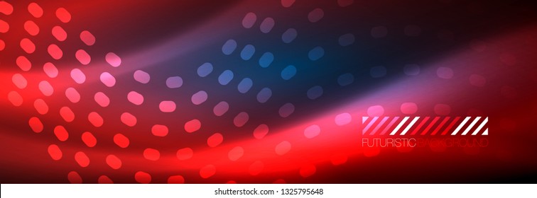 Glowing abstract wave on dark, shiny motion, magic space light. Vector techno abstract background design