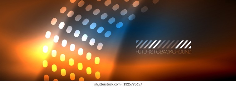 Glowing abstract wave on dark, shiny motion, magic space light. Vector techno abstract background design