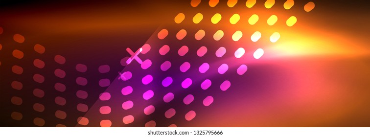 Glowing abstract wave on dark, shiny motion, magic space light. Vector techno abstract background design