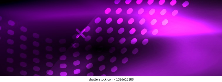 Glowing abstract wave on dark, shiny motion, Christmas and New Year magic space light. Vector techno abstract background