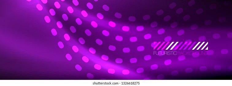 Glowing abstract wave on dark, shiny motion, magic space light. Vector techno abstract background design