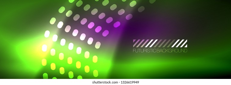 Glowing abstract wave on dark, shiny motion, magic space light. Vector techno abstract background design