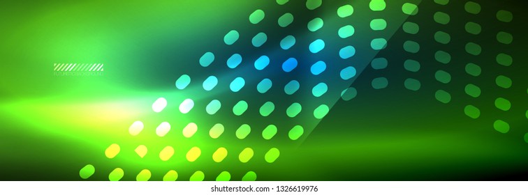Glowing abstract wave on dark, shiny motion, magic space light. Vector techno abstract background design