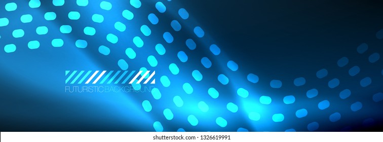 Glühende abstrakte Welle auf dunkler, glänzender Bewegung, zauberhaftes Raumlicht. Abstraktes Vektorgrafik-Hintergrunddesign