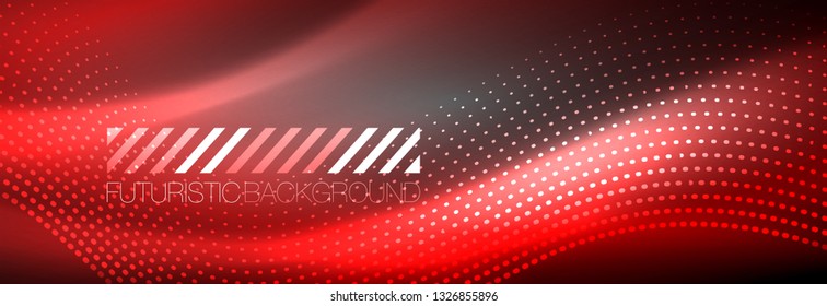 Brillante ola abstracta en movimiento oscuro y brillante, Navidad y Año Nuevo mágico luz espacial. Fondo abstracto Vector Techno