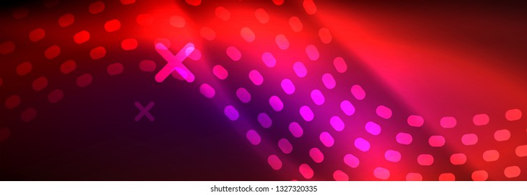 Glowing abstract wave on dark, shiny motion, magic space light. Vector techno abstract background design