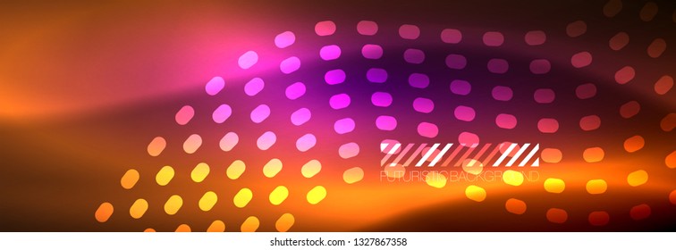 Glowing abstract wave on dark, shiny motion, magic space light. Vector techno abstract background design