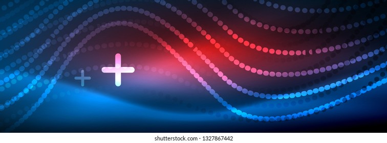 Ola abstracta brillante en movimiento oscuro y brillante, luz espacial mágica. Diseño de fondo abstracto de vector techno