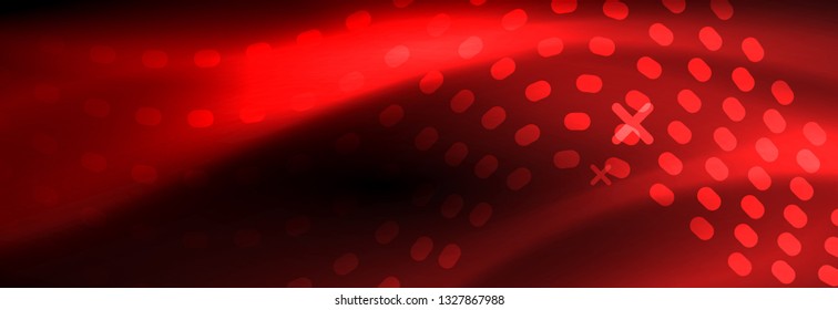 Glowing abstract wave on dark, shiny motion, Christmas and New Year magic space light. Vector techno abstract background