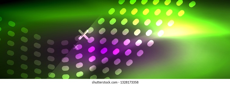 Glowing abstract wave on dark, shiny motion, magic space light. Vector techno abstract background design