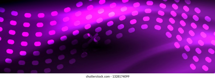 Glowing abstract wave on dark, shiny motion, Christmas and New Year magic space light. Vector techno abstract background