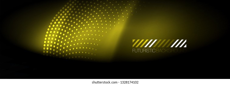 Glowing abstract wave on dark, shiny motion, Christmas and New Year magic space light. Vector techno abstract background