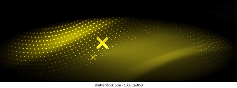 Brillante ola abstracta en movimiento oscuro y brillante, Navidad y Año Nuevo mágico luz espacial. Fondo abstracto Vector Techno