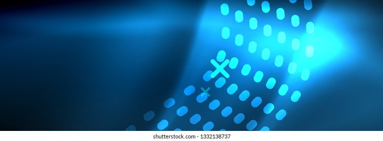 Glowing abstract wave on dark, shiny motion, magic space light. Vector techno abstract background design