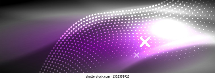 Brillante ola abstracta en movimiento oscuro y brillante, Navidad y Año Nuevo mágico luz espacial. Fondo abstracto Vector Techno