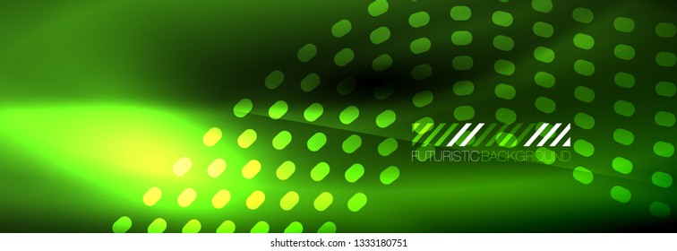 Glowing abstract wave on dark, shiny motion, Christmas and New Year magic space light. Vector techno abstract background