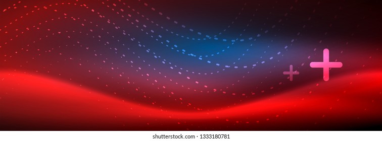 Ola abstracta brillante en movimiento oscuro y brillante, luz espacial mágica. Diseño de fondo abstracto de vector techno