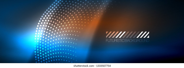 Ola abstracta brillante en movimiento oscuro y brillante, luz espacial mágica. Diseño de fondo abstracto de vector techno