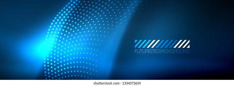  Ola abstracta brillante en movimiento oscuro y brillante, luz espacial mágica. Diseño de fondo abstracto Vector tecno