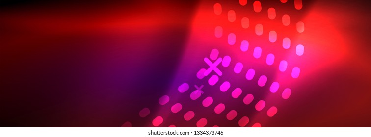 Glowing abstract wave on dark, shiny motion, magic space light. Vector techno abstract background design
