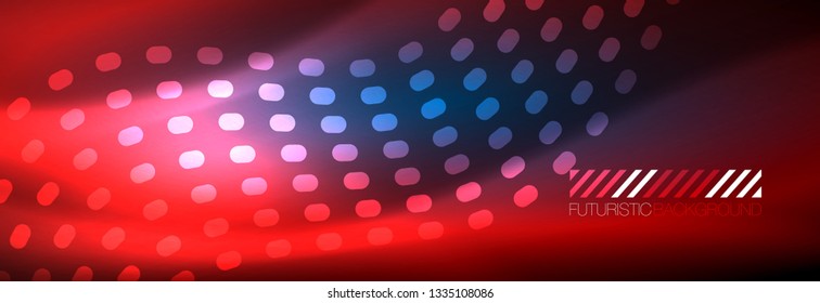 Ola abstracta brillante en movimiento oscuro y brillante, luz espacial mágica. Diseño de fondo abstracto de vector techno