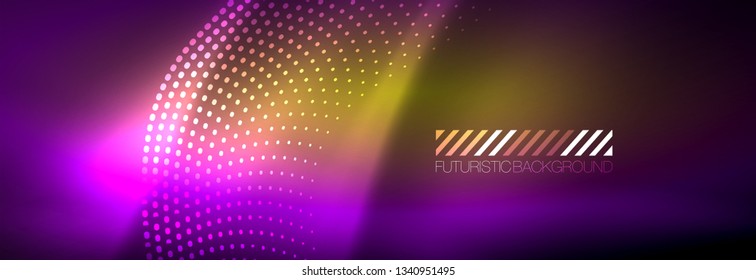 Ola abstracta brillante en movimiento oscuro y brillante, luz espacial mágica. Diseño de fondo abstracto de vector techno