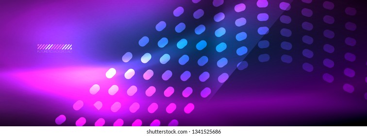 Glowing abstract wave on dark, shiny motion, magic space light. Vector techno abstract background design