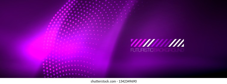 Glowing abstract wave on dark, shiny motion, magic space light. Vector techno abstract background design