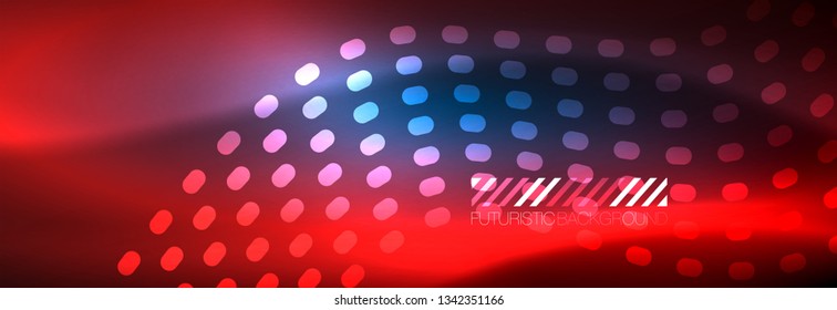 Glowing abstract wave on dark, shiny motion, magic space light. Vector techno abstract background design