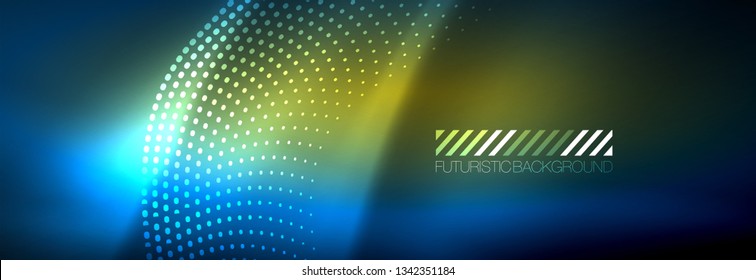 Glowing abstract wave on dark, shiny motion, magic space light. Vector techno abstract background design