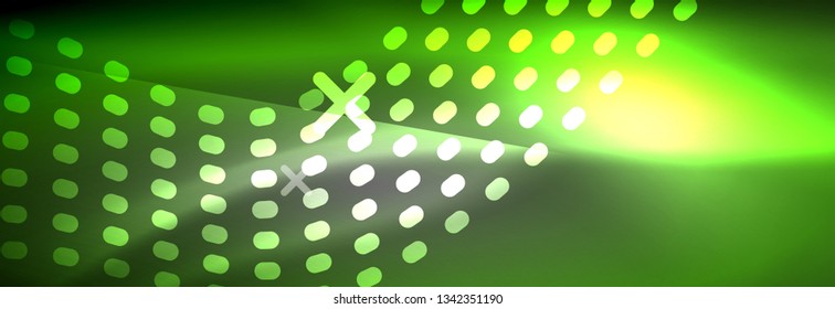 Glowing abstract wave on dark, shiny motion, Christmas and New Year magic space light. Vector techno abstract background