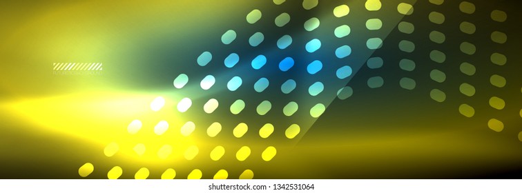 Glowing abstract wave on dark, shiny motion, magic space light. Vector techno abstract background design