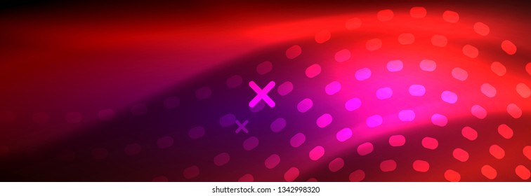 Glühende abstrakte Welle auf dunkler, glänzender Bewegung, zauberhaftes Raumlicht. Abstraktes Vektorgrafik-Hintergrunddesign