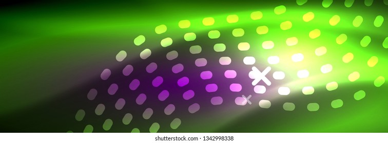 Glühende abstrakte Welle auf dunkler, glänzender Bewegung, zauberhaftes Raumlicht. Abstraktes Vektorgrafik-Hintergrunddesign