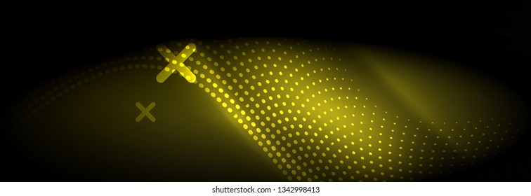 Brillante ola abstracta en movimiento oscuro y brillante, Navidad y Año Nuevo mágico luz espacial. Fondo abstracto Vector Techno
