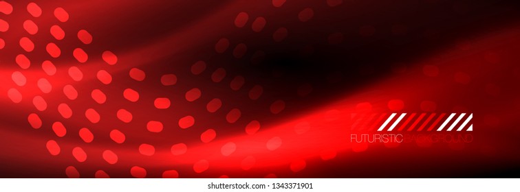 Glowing abstract wave on dark, shiny motion, Christmas and New Year magic space light. Vector techno abstract background