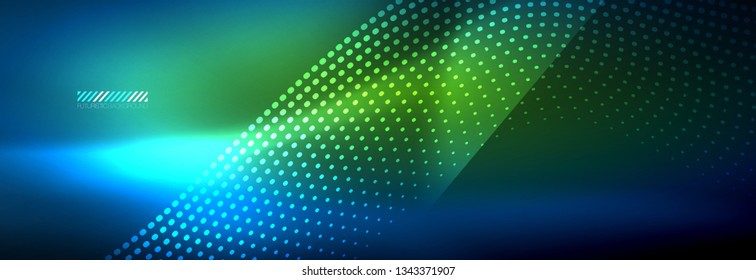 Glowing abstract wave on dark, shiny motion, magic space light. Vector techno abstract background design