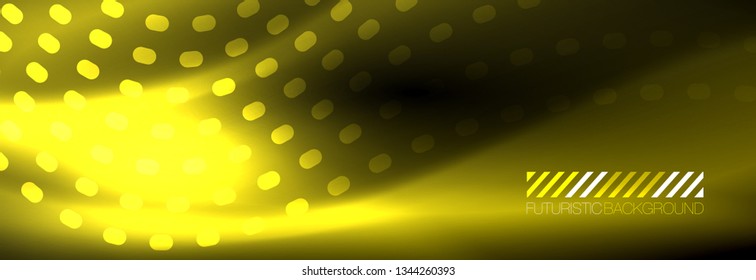 Brillante ola abstracta en movimiento oscuro y brillante, Navidad y Año Nuevo mágico luz espacial. Fondo abstracto Vector Techno