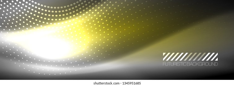 Brillante ola abstracta en movimiento oscuro y brillante, Navidad y Año Nuevo mágico luz espacial. Fondo abstracto Vector Techno