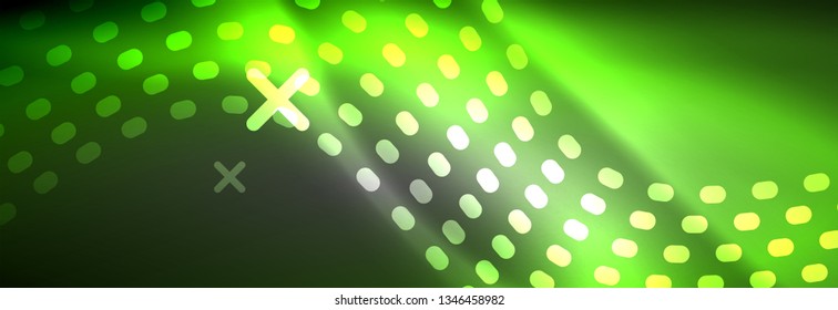 Brillante ola abstracta en movimiento oscuro y brillante, Navidad y Año Nuevo mágico luz espacial. Fondo abstracto Vector Techno