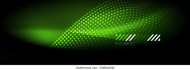 Onda abstrata brilhante na luz do espaço mágico escuro, movimento brilhante, Natal e Ano Novo. Plano de fundo abstrato do tecno vetorial
