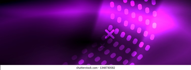 Glowing abstract wave on dark, shiny motion, Christmas and New Year magic space light. Vector techno abstract background