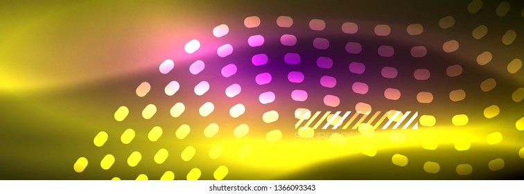 Glowing abstract wave on dark, shiny motion, magic space light. Vector techno abstract background design
