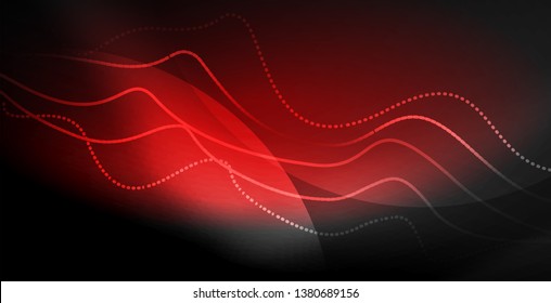 Onda abstrata brilhante no escuro, movimento brilhante, luz do espaço mágico. Plano de fundo abstrato do tecno vetorial