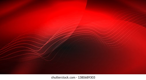 Glowing abstract wave on dark, shiny motion, magic space light. Vector techno abstract background