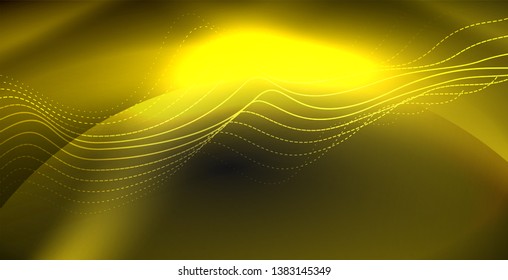 Ola abstracta brillante en movimiento oscuro y brillante, luz espacial mágica. Fondo abstracto Vector Techno