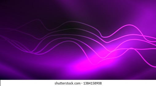 Ola abstracta brillante en movimiento oscuro y brillante, luz espacial mágica. Fondo abstracto Vector Techno