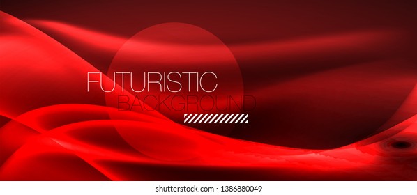 Glowing abstract wave on dark, shiny motion, magic space light. Vector techno abstract background