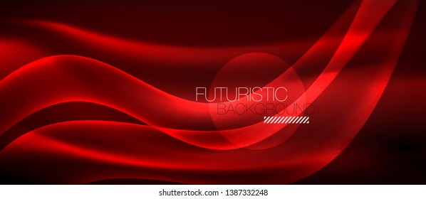 Onda abstrata brilhante no escuro, movimento brilhante, luz do espaço mágico. Plano de fundo abstrato do tecno vetorial